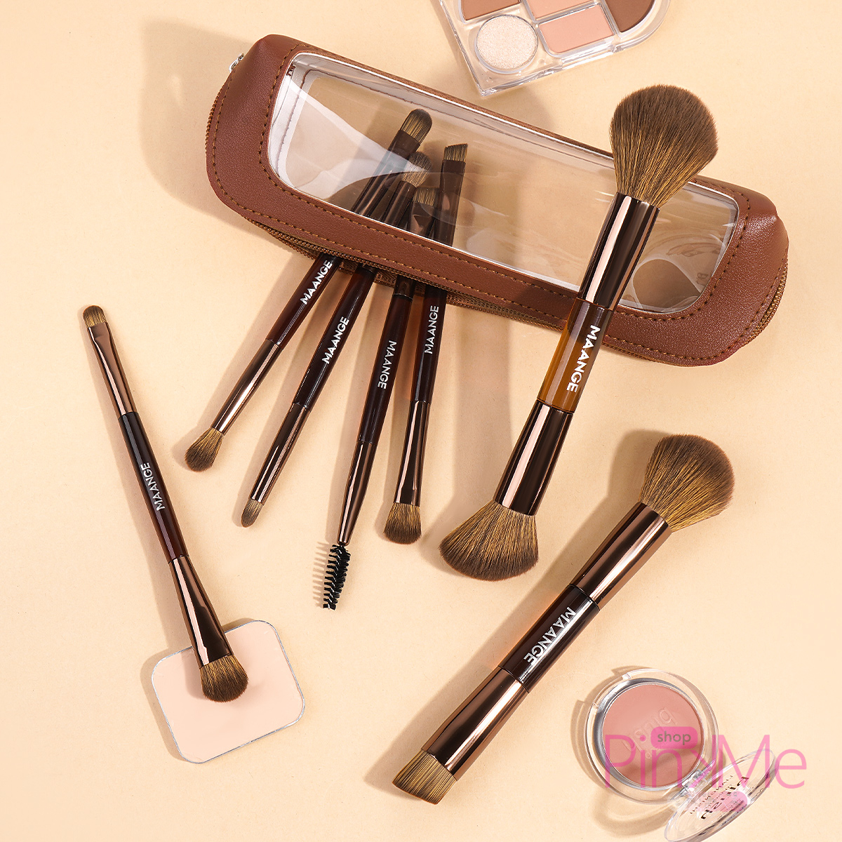 MAANGE Kit 7 Pinceaux De Maquillage à Double Embout Avec Trousse MAANGE Kit 7 Pinceaux De Maquillage à Double Embout Avec Trousse