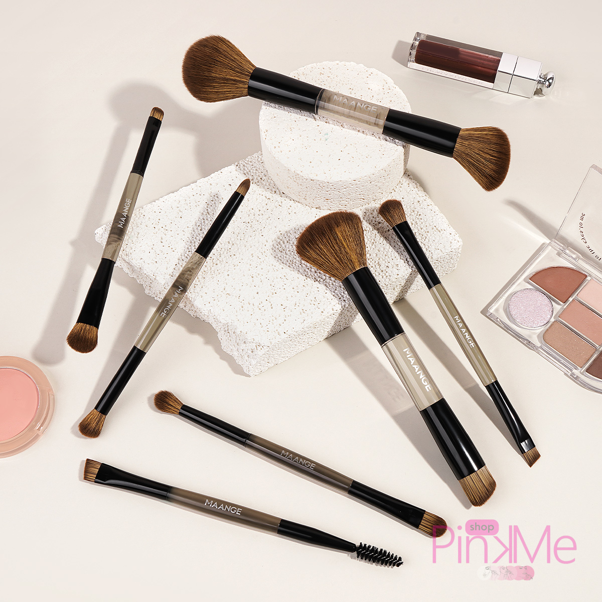 MAANGE Kit 7 Pinceaux De Maquillage à Double Embout Avec Trousse MAANGE Kit 7 Pinceaux De Maquillage à Double Embout Avec Trousse