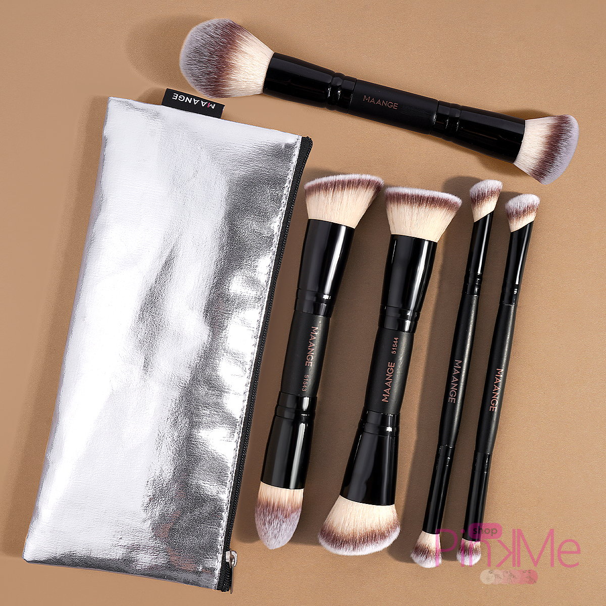 MAANGE Kit 5 Pinceaux De Maquillage à Double Embout Avec Trousse