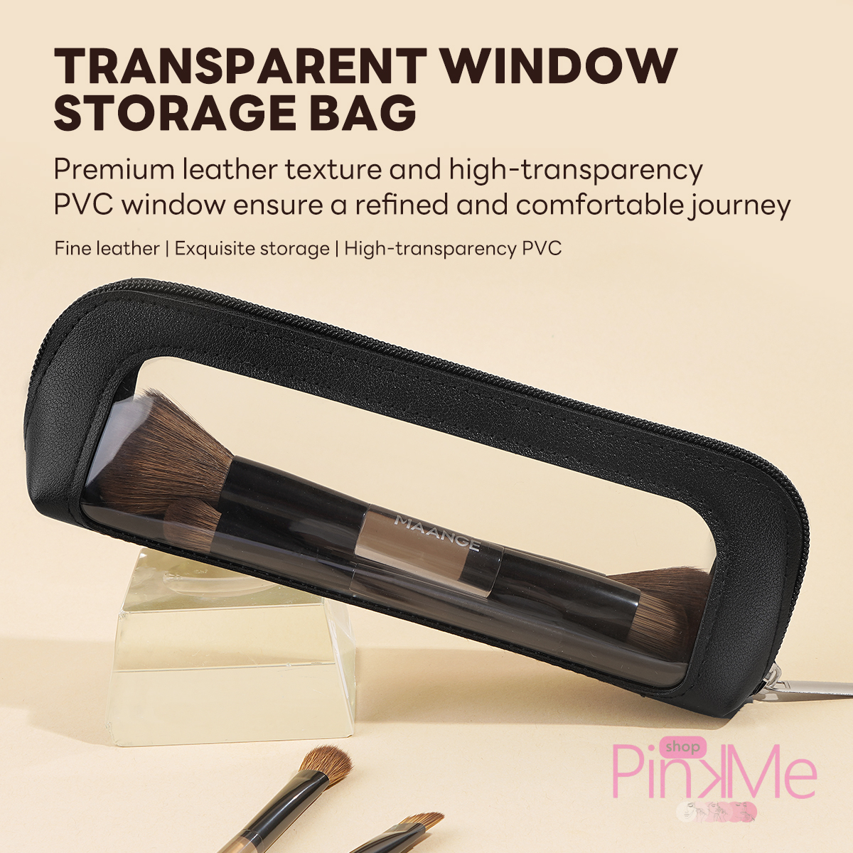 MAANGE Trousse Pour Pinceaux De Maquillage avec Fenêtre Transparente