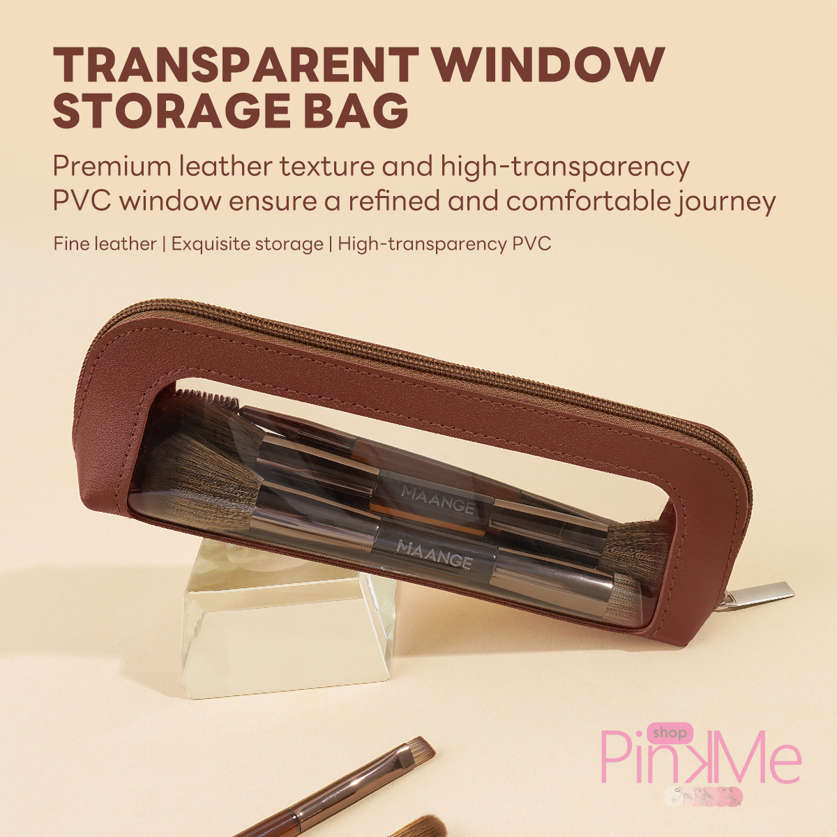 MAANGE Trousse Pour Pinceaux De Maquillage avec Fenêtre Transparente