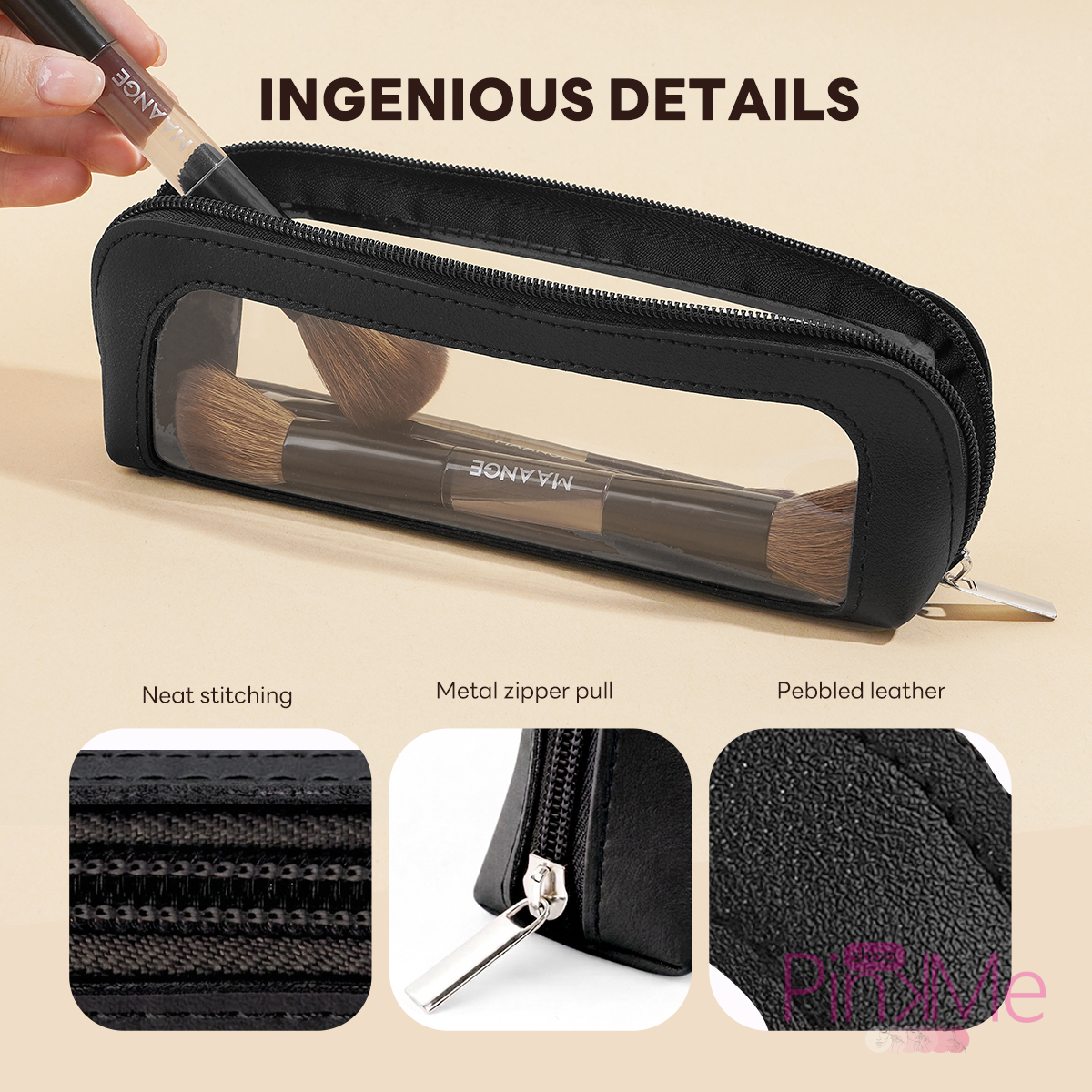 MAANGE Trousse Pour Pinceaux De Maquillage avec Fenêtre Transparente