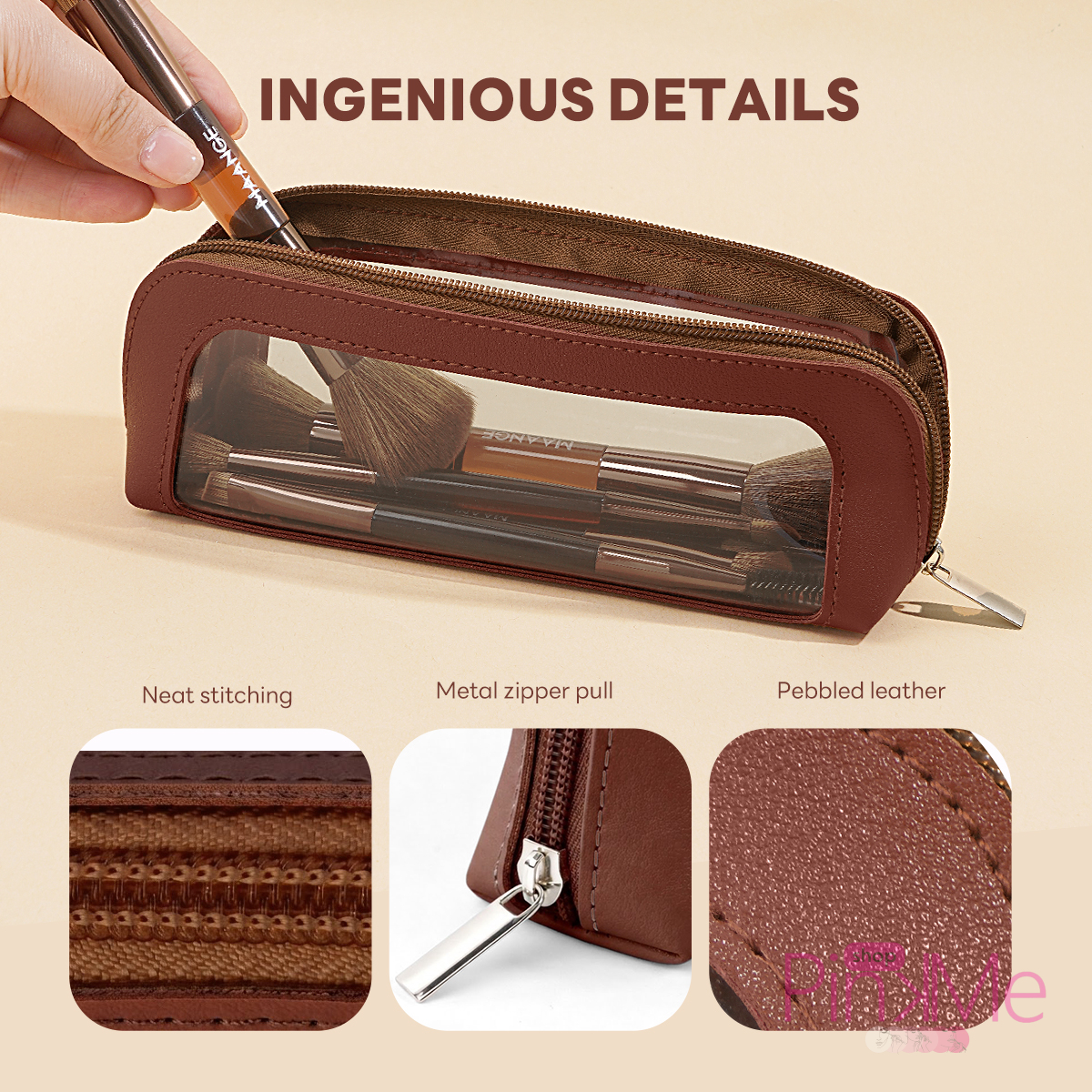 MAANGE Trousse Pour Pinceaux De Maquillage avec Fenêtre Transparente