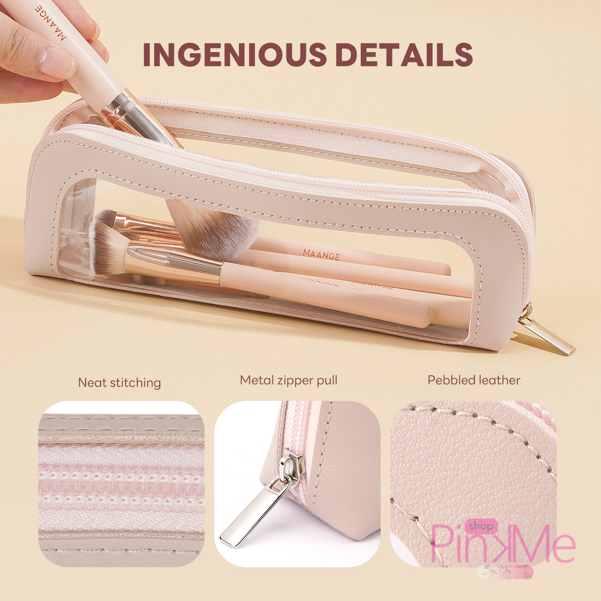 MAANGE Trousse Pour Pinceaux De Maquillage avec Fenêtre Transparente