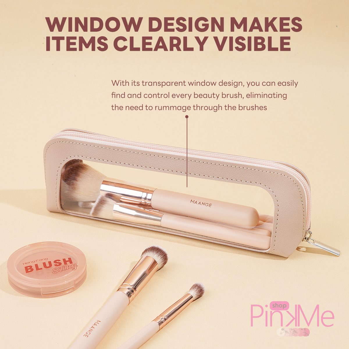 MAANGE Trousse Pour Pinceaux De Maquillage avec Fenêtre Transparente