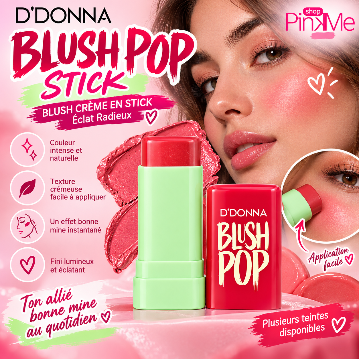 D'DONNA Blush Pop Stick – Blush Crème en Stick Éclat Radieux 3 D'DONNA Blush Pop Stick – Blush Crème en Stick Éclat Radieux – Image 3