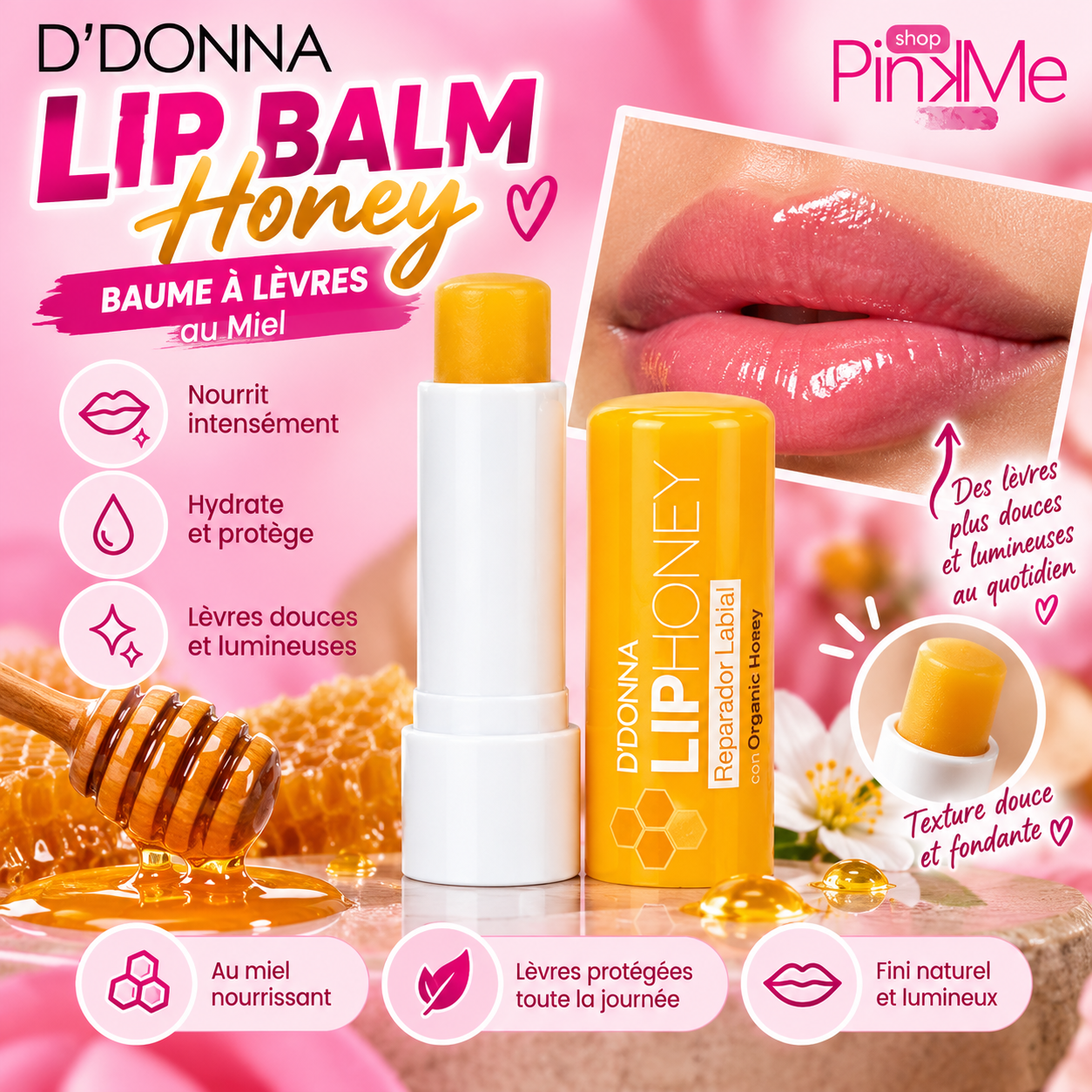 D’DONNA Lip Balm Honey – Baume à Lèvres au Miel Nourrissant & Lumineux 5 D’DONNA Lip Balm Honey – Baume à Lèvres au Miel Nourrissant & Lumineux – Image 6